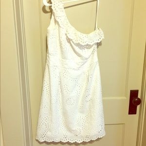 Gianni Bini eyelet dress, one shoulder, like new!